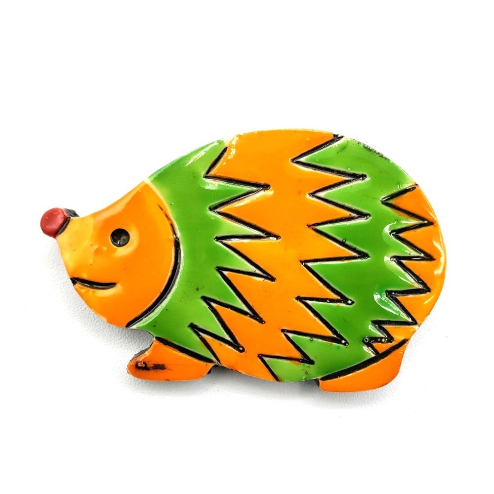 Vintage W. Germany Multi‎ Colored Composite Porcupine Brooch Pin